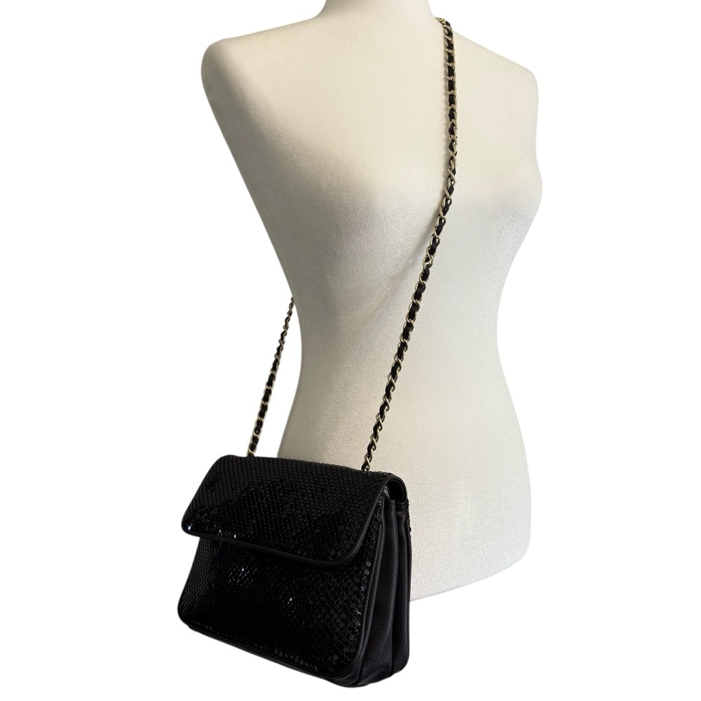 Whiting & Davis Black Mesh Women’s Crossbody Shoulder Bag With Chain Strap - Picture 2 of 16